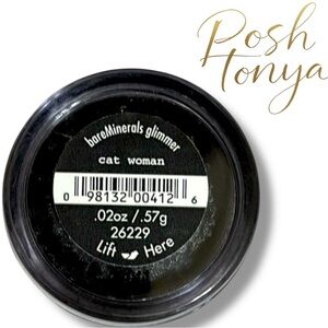 bareMinerals Glimmer Eyeshadow Cat Woman Jet Black Sparkle .57g Mineral Shadow